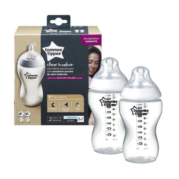 Tommee Tippee Closer To Nature PP Feeding Bottle Clear 2x340ml