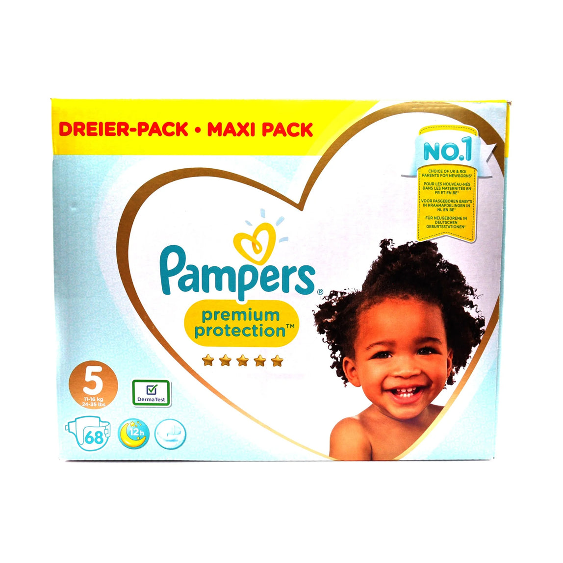 Pampers Premium Protection Diapers Size 5 Maxi Pack (68's) - MamaApp
