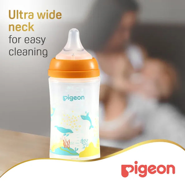 Pigeon Softouch WideNeck Plastic Feeding Bottle Dolphin 3m+ 240ml