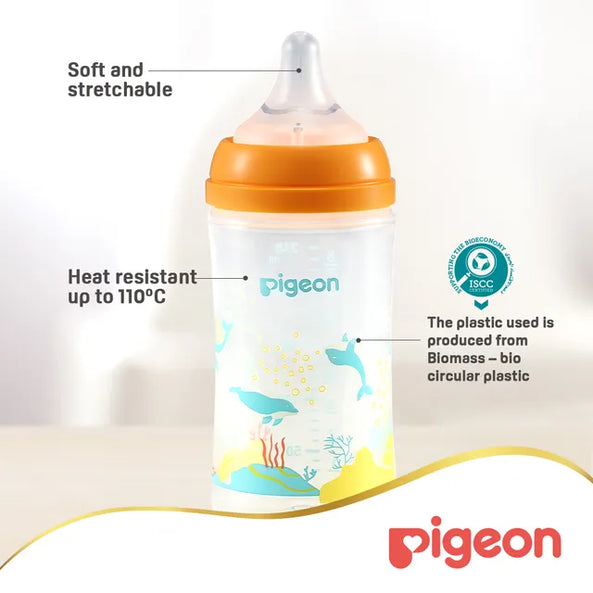 Pigeon Softouch WideNeck Plastic Feeding Bottle Dolphin 3m+ 240ml
