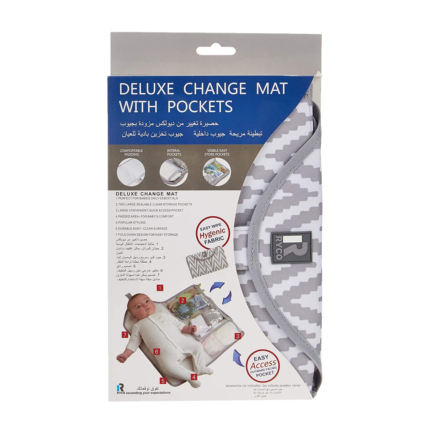 Ryco Deluxe Change Mat with Pockets - Chevron