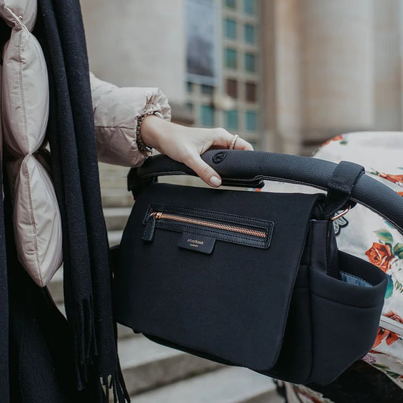 Storksak Stroller Organiser Bag Luxe - Black Scuba - MamaApp
