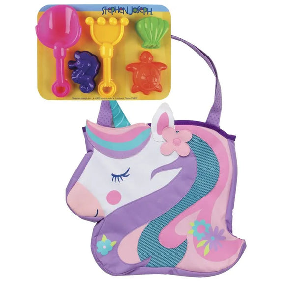 Stephen Joseph Beach Tote with sand toy play set - Unicorn - MamaApp