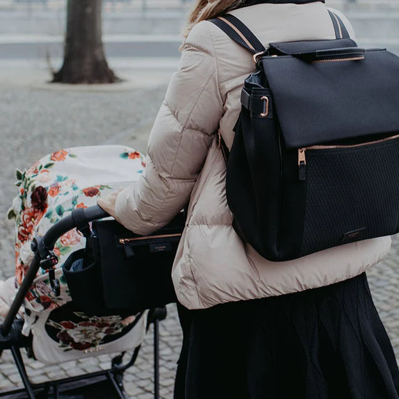 Storksak Stroller Organiser Bag Luxe - Black Scuba - MamaApp