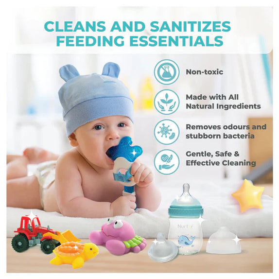 Nurtur organic baby bottle accessories liquid cleanser alcohol free 500ml 2 pack