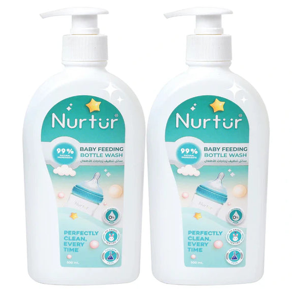 Nurtur organic baby bottle accessories liquid cleanser alcohol free 500ml 2 pack