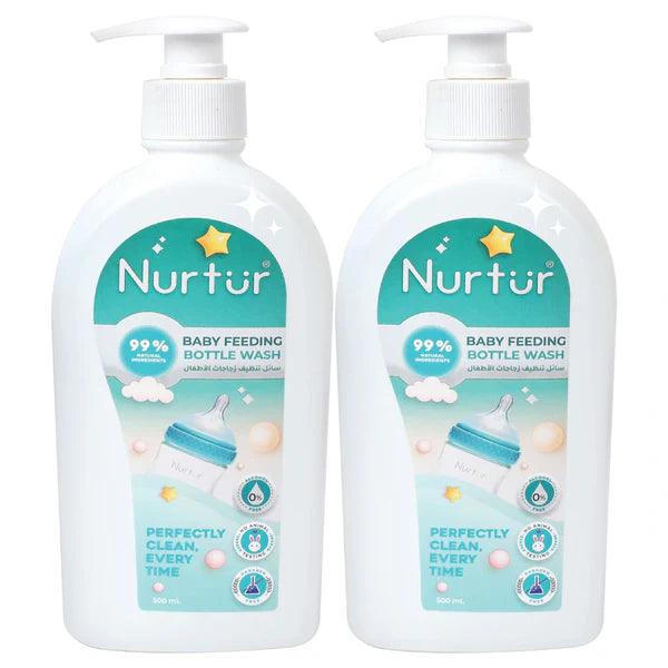 Nurtur Organic Baby Bottle & Accessories Liquid Cleanser Alcohol-Free, 500ml (2 Pack)