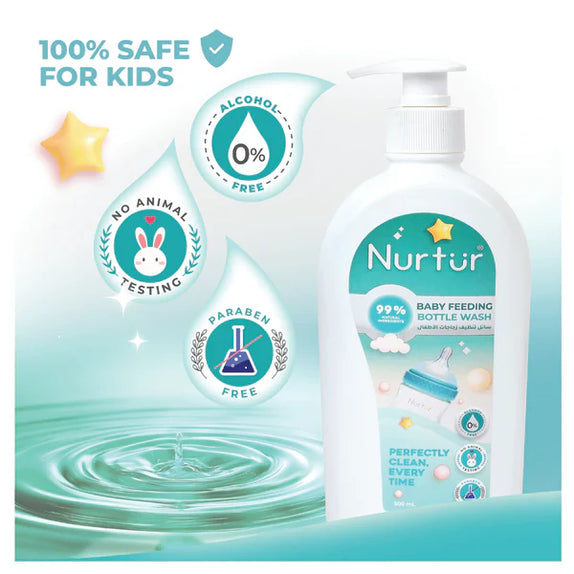 Nurtur organic baby bottle accessories liquid cleanser alcohol free 500 ml