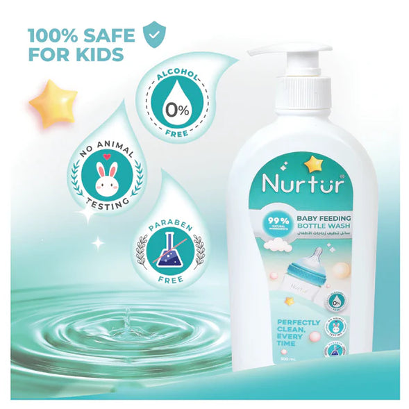 Nurtur Organic Baby Bottle & Accessories Liquid Cleanser Alcohol-Free, 500 ml