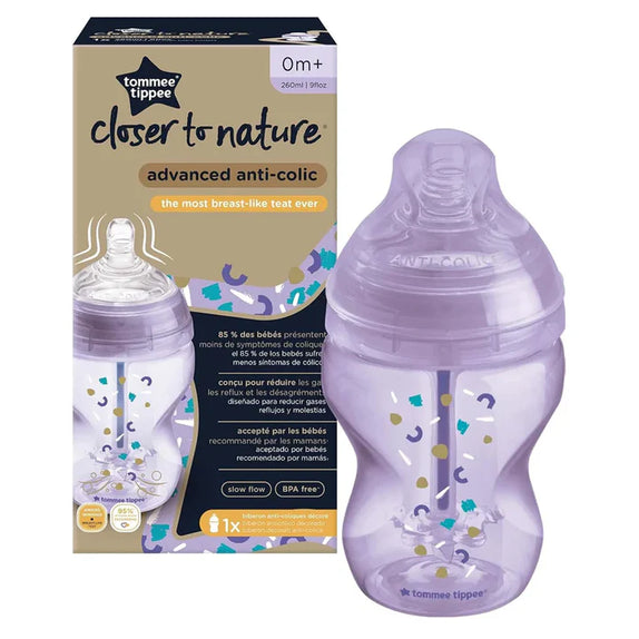 Tommee Tippee Advanced Anti-Colic Feeding Bottle, 260ml x1 - Girl - MamaApp