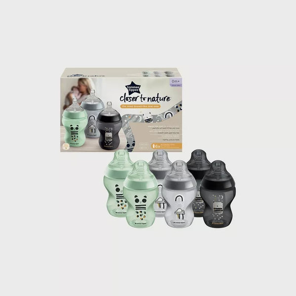 زجاجة تومي تيبي كلوزر تو نيتشر، 6 قطع، 260 مل، لون أسود أحادي AL AR