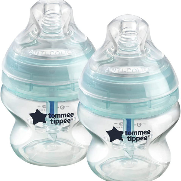 Tommee Tippee Advanced Anti-Colic Feeding Bottle, Slow Flow, 150ml x2 - Blue