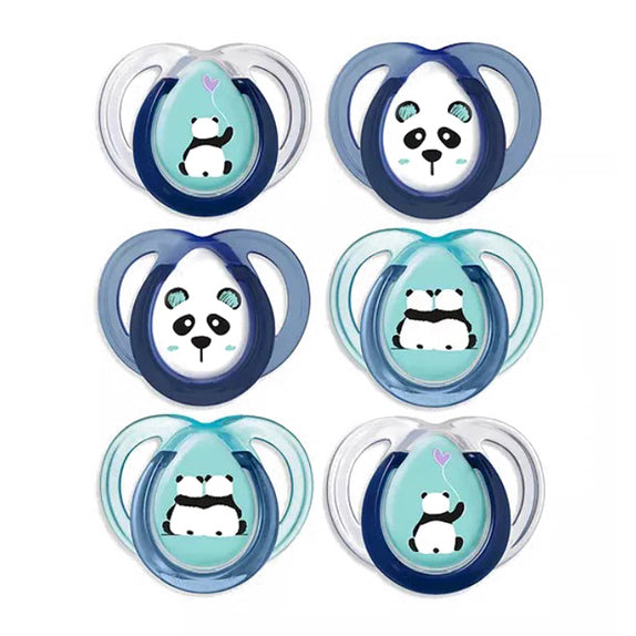 Set of six baby pacifiers with panda design - MamaApp