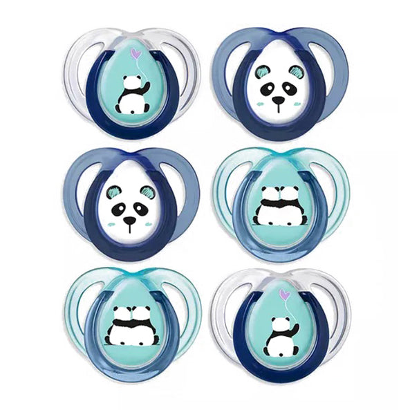 Set of six baby pacifiers with panda design - MamaApp