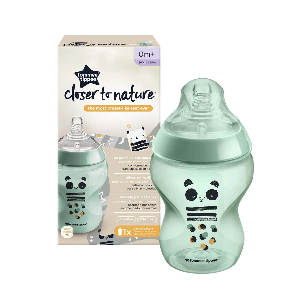 Tommee Tippee Closer to Nature Feeding Bottle, 1 x 260ml boy