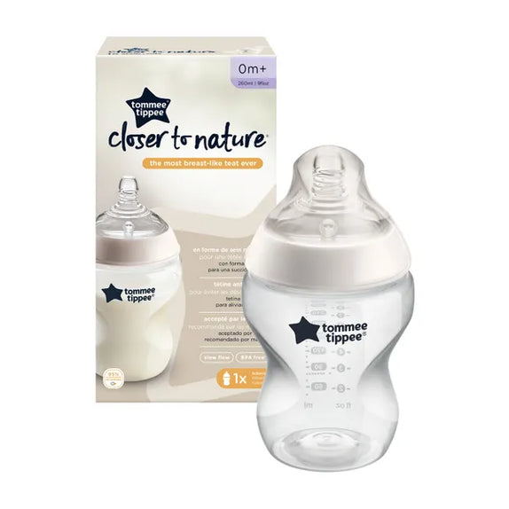Tommee Tippee Closer to Nature Feeding Bottle 260ml x 1 - Clear - MamaApp
