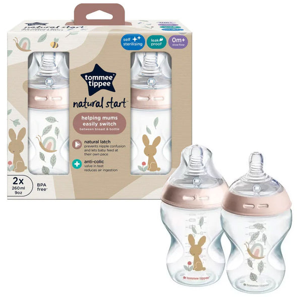 Tommee Tippee Closer to Nature Feeding Bottle, 260ml x 2 - Girl