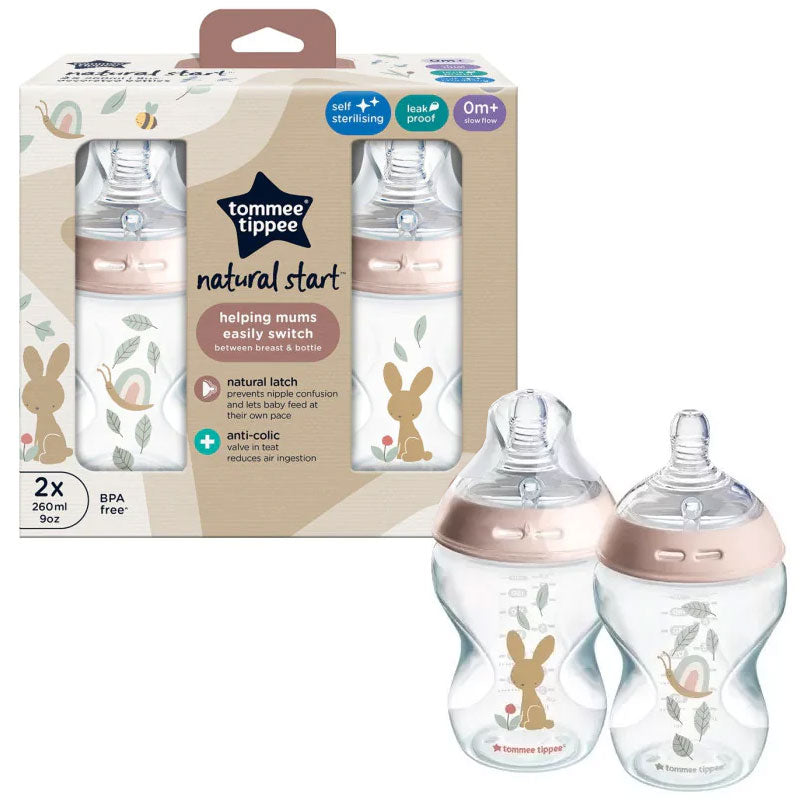 Tommee Tippee Closer to Nature Feeding Bottle, 260ml x 2 - Girl