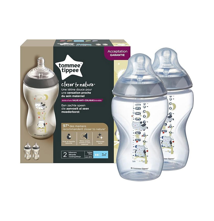 Tommee Tippee Closer to Nature Feeding Bottle, 340ml x 2 - MamaApp Qatar