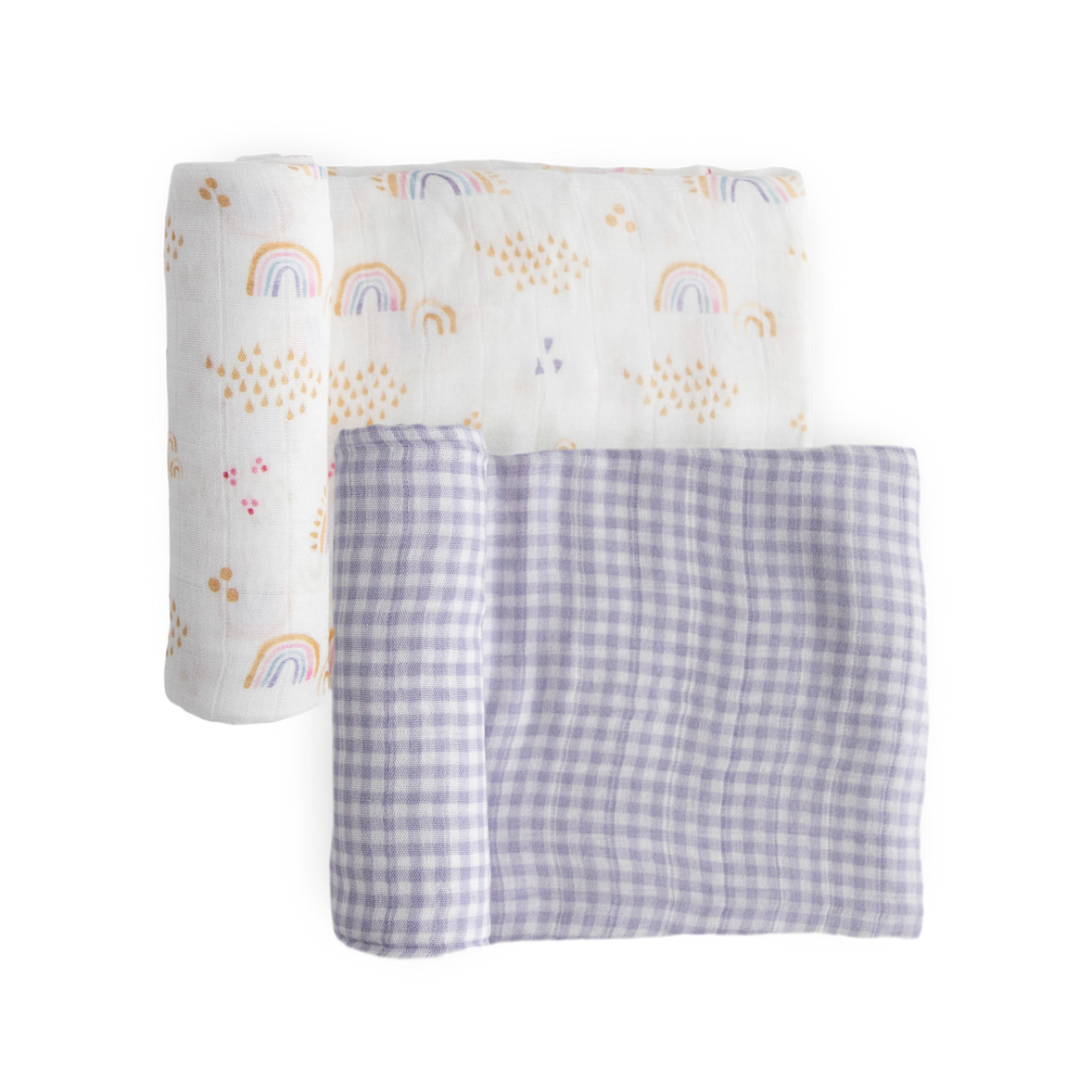 Little Unicorn 2-Pack Deluxe Muslin Swaddle Set-Rainbow Gingham Set