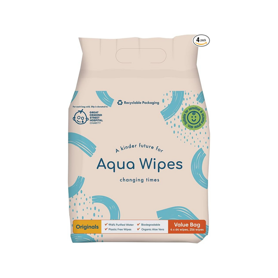 Aqua Wipes Value Bag 4x64 Pack - MamaApp