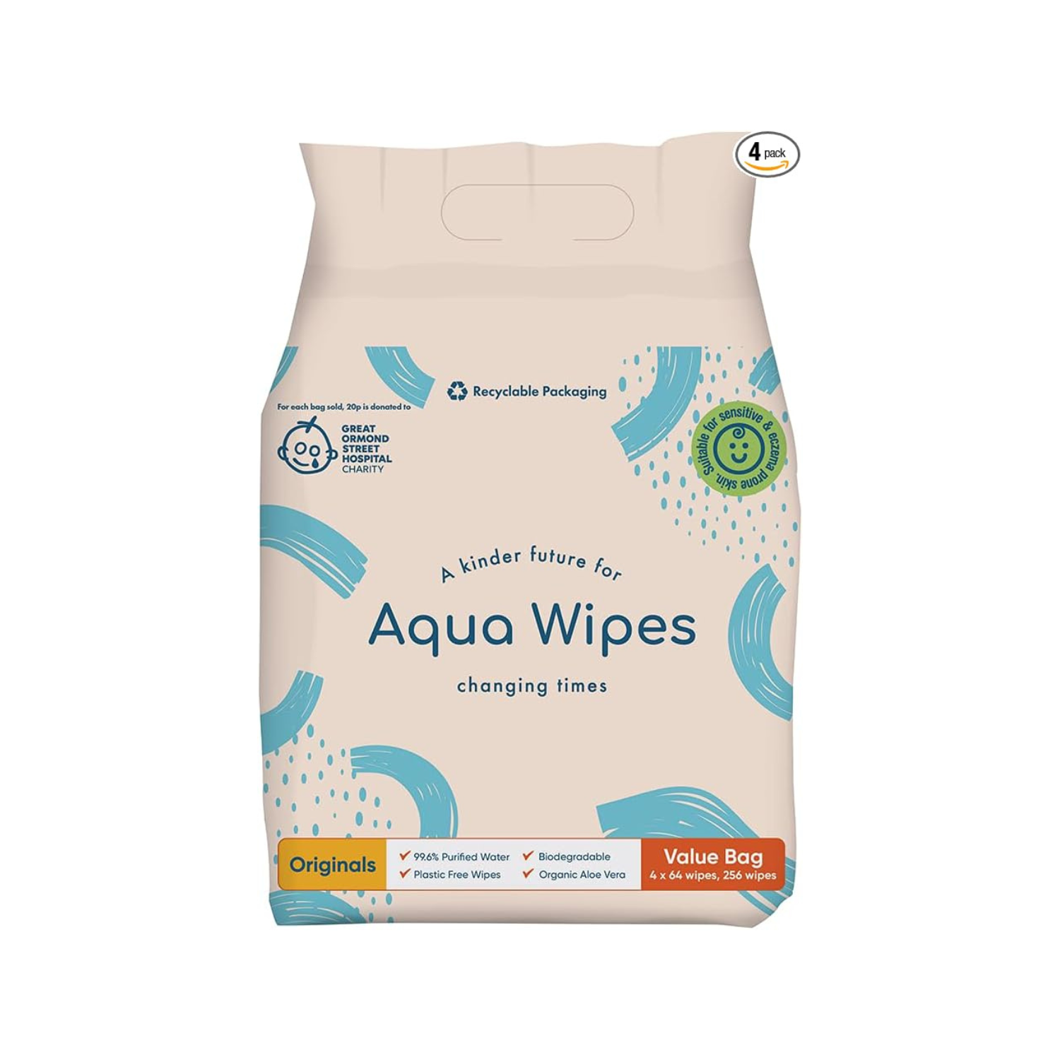 Aqua Wipes Value Bag 4x64 Pack