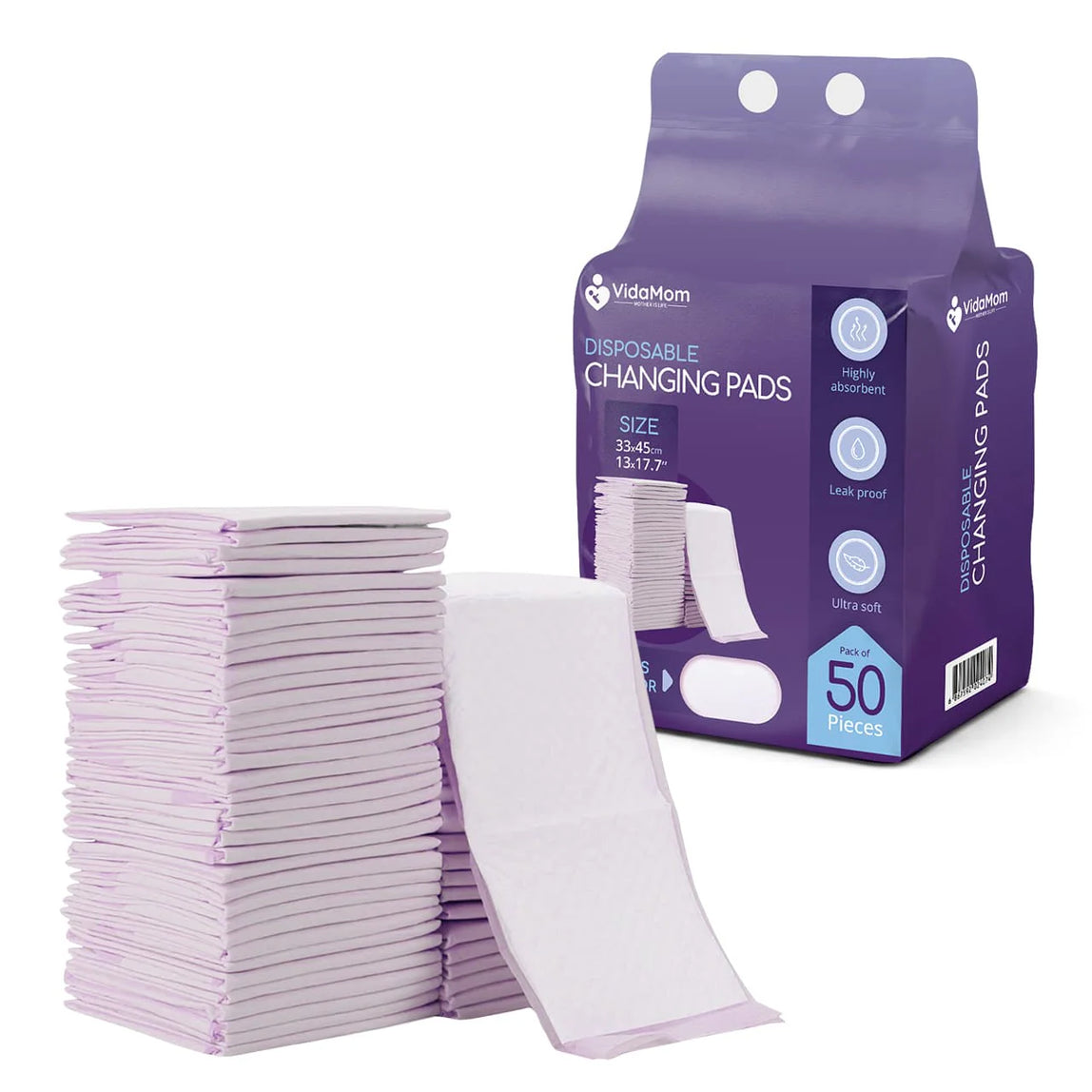 VidaMom Disposable Diaper Changing Mats - Pack of 50 Pc (Pink)