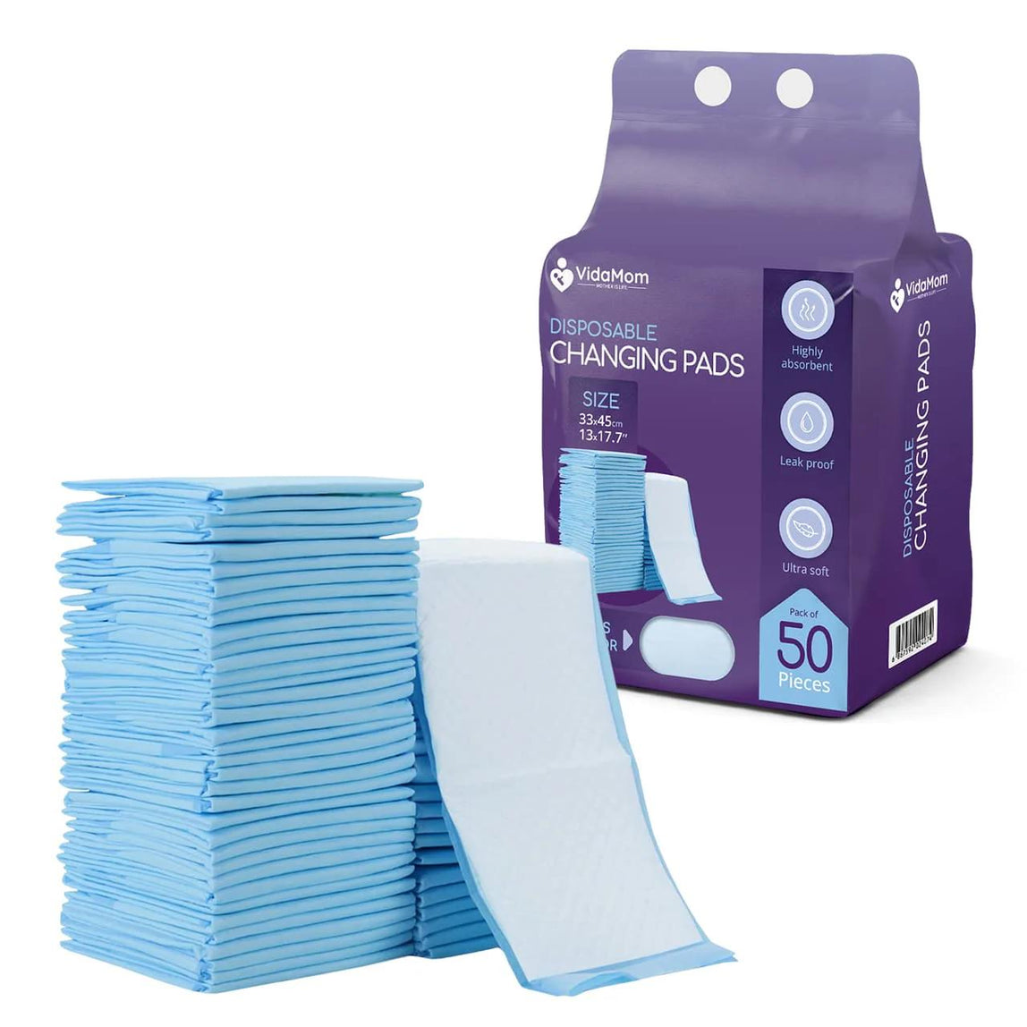 Vidamom disposable diaper changing mats pack of 50 pc