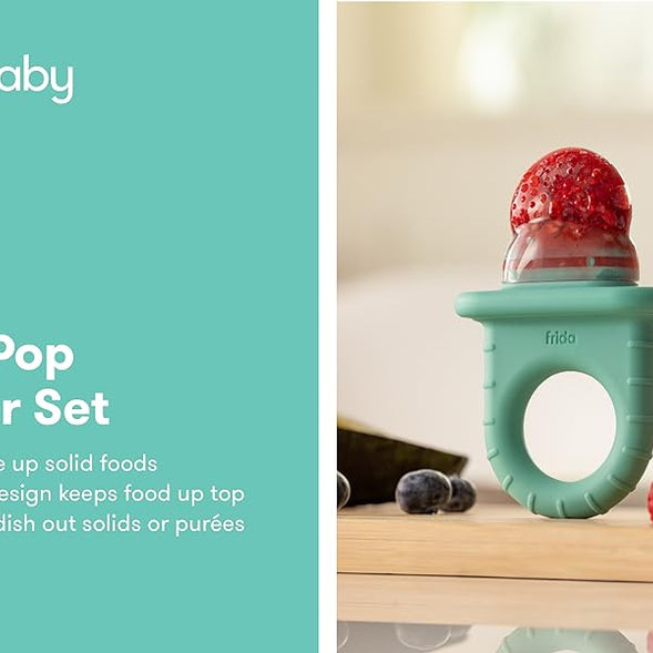 Frida Baby Push Pop Feeder – Safe Silicone Food Feeder for Babies (1-Pack, Teal)