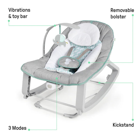 Ingenuity keep cozy 3 in 1 grow with me baby bouncer rocker toddler seat weaver