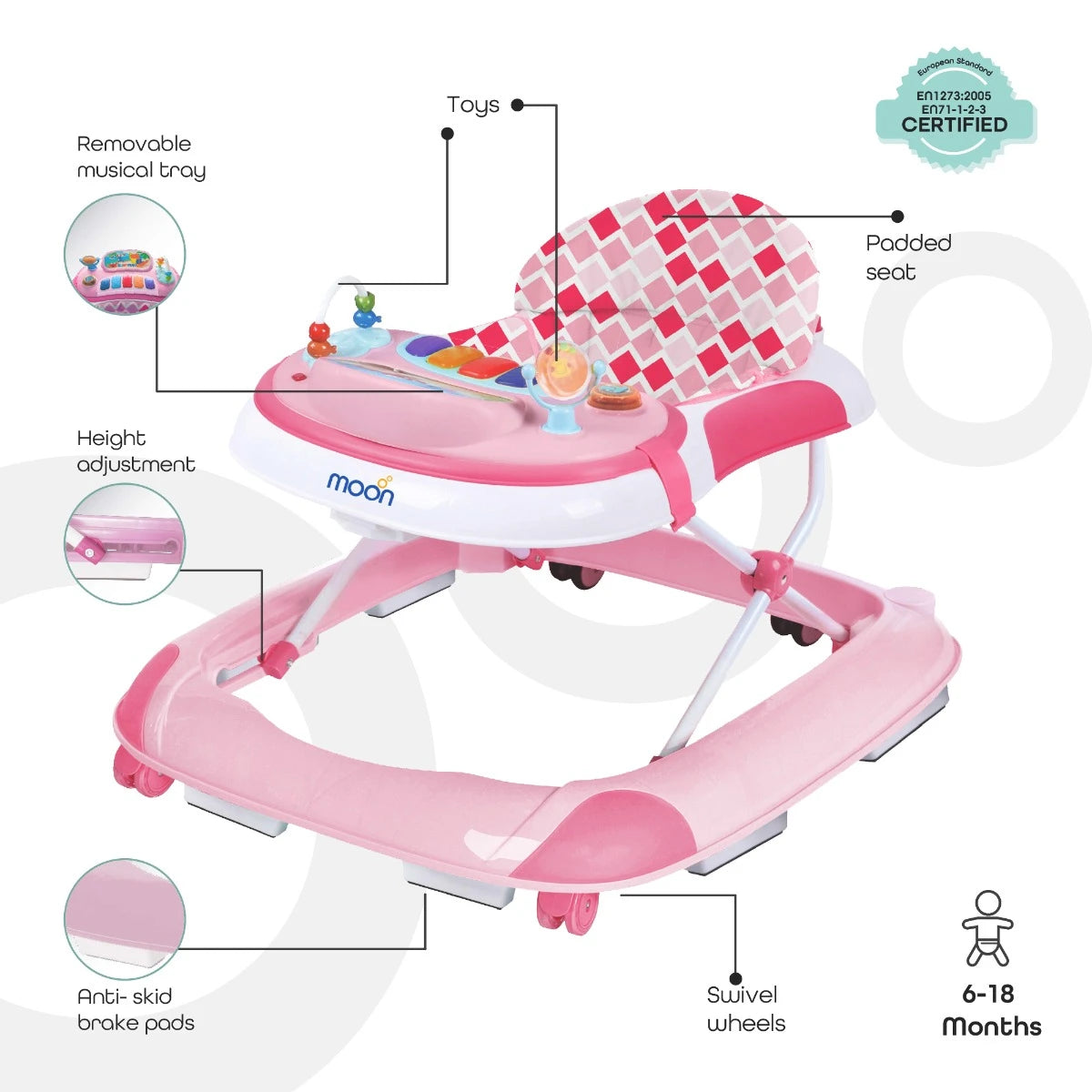 MOON Pace Baby Walker – Pink