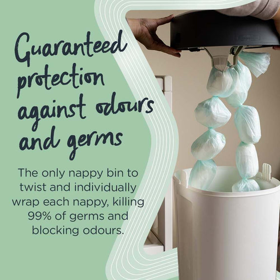 Tommee Tippee Twist and Click Advanced Nappy Disposal Sangenic + 12pcs Refill - White - MamaApp