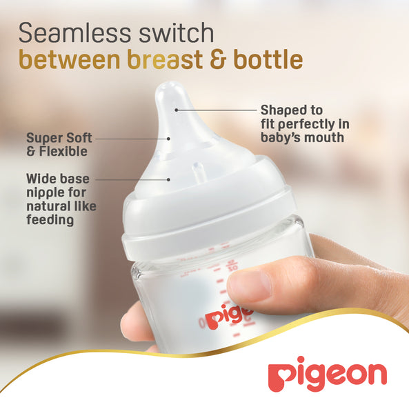 Pigeon Softouch Wide Neck Plastic Anti-Colic Nursing Bottle 0m+ 160ml