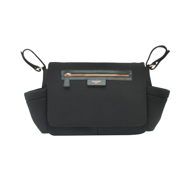 Storksak Stroller Organiser Bag Luxe - Black Scuba - MamaApp