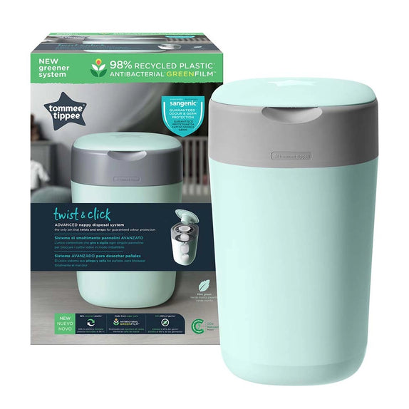 Tommee Tippee - Twist And Click Advanced Nappy Bin W/ 1 Refill Cassette (Green)