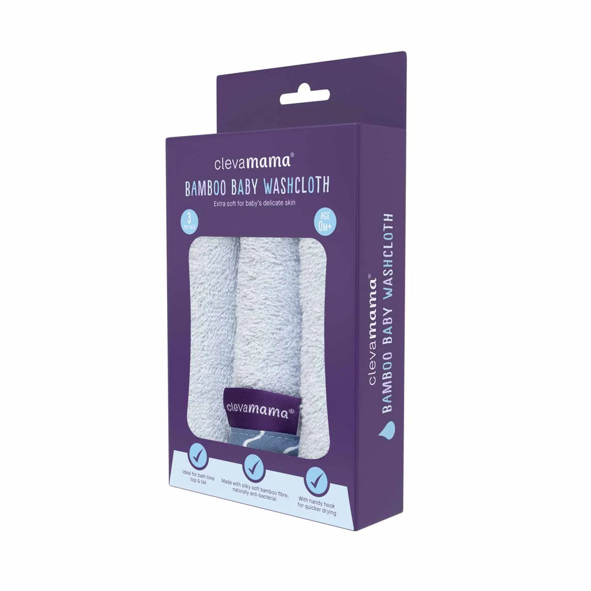 ClevaMama Bamboo Baby Washcloth Set (3Pk)