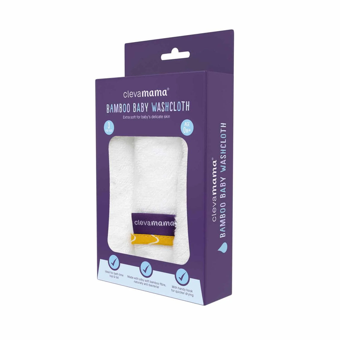 ClevaMama Bamboo Baby Washcloth Set (3Pk) - MamaApp