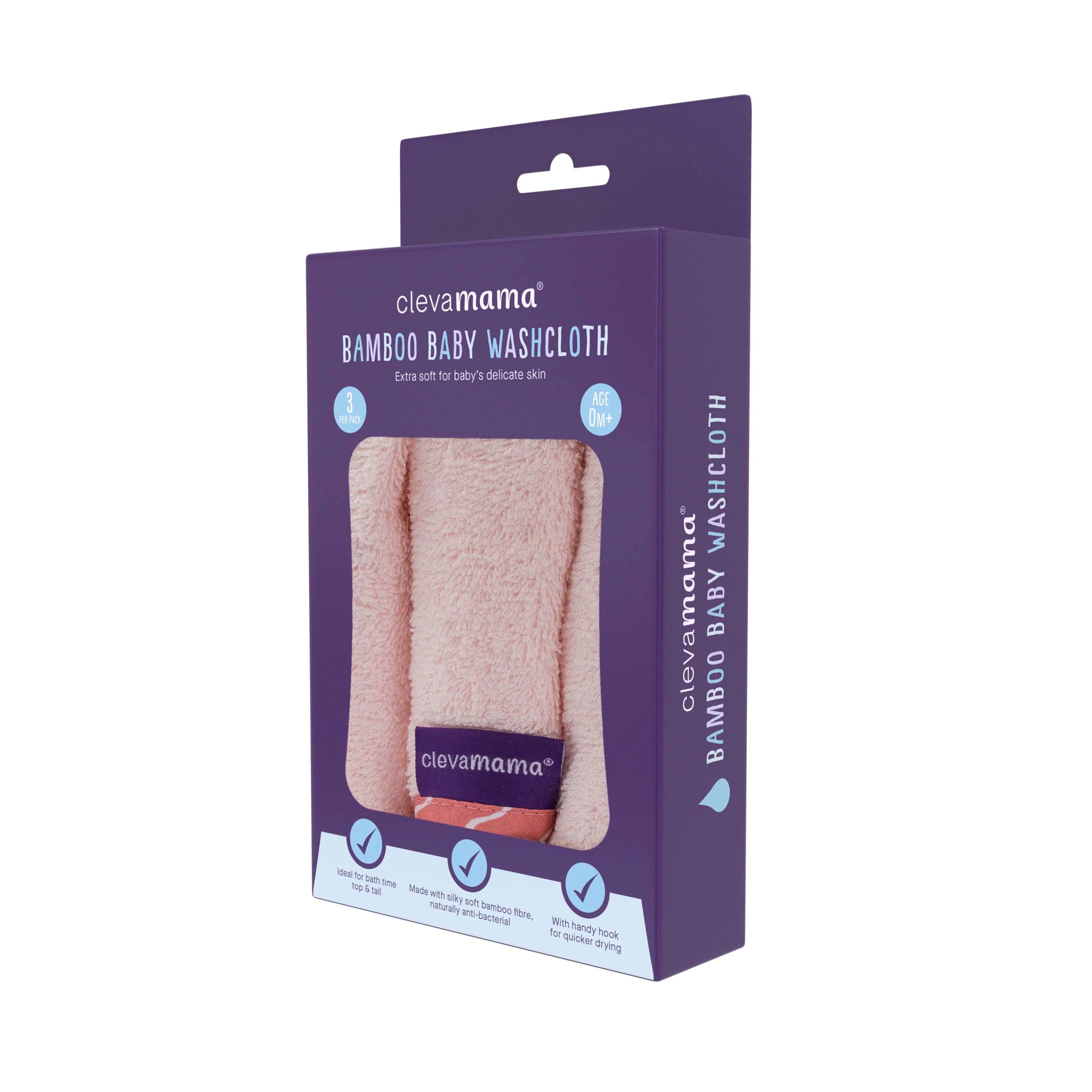 ClevaMama Bamboo Baby Washcloth Set (3Pk)