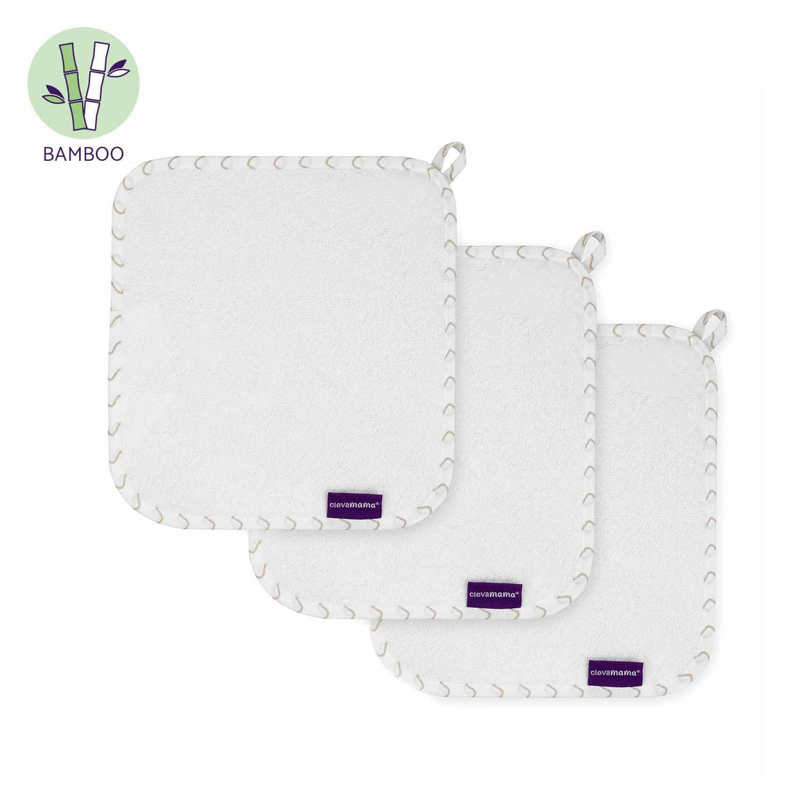 ClevaMama Bamboo Baby Washcloth Set (3Pk) - MamaApp