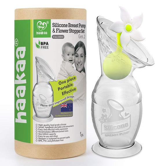 Haakaa 150ml Silicone Breast Pump & Flower Stopper Set - MamaApp