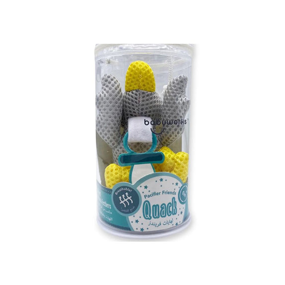 BabyWorks BibiPals Grey Pacifier Holder Duck Breathable - Quack - MamaApp