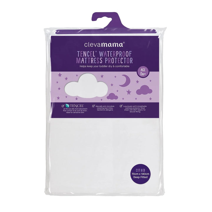 ClevaMama Tencel Fitted Waterproof Mattress Protector Cot Bed