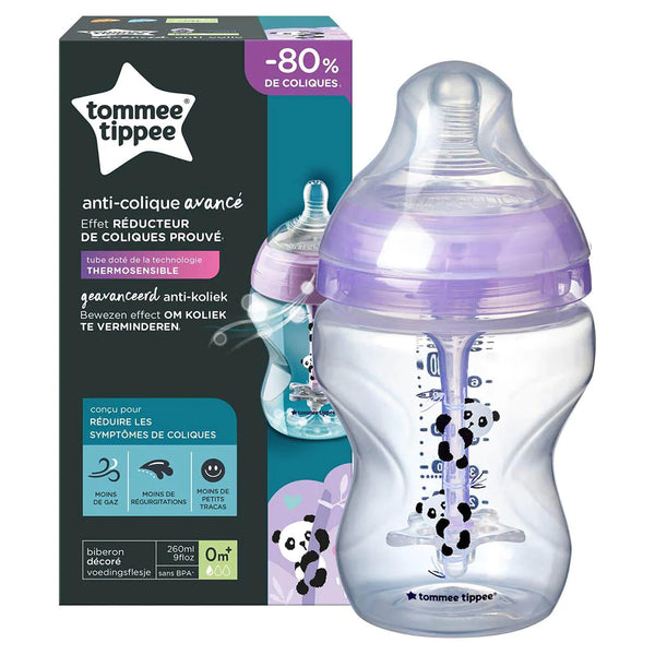 Tommee Tippee Advanced Anti-Colic Feeding Bottle, 260ml x1 - Girl