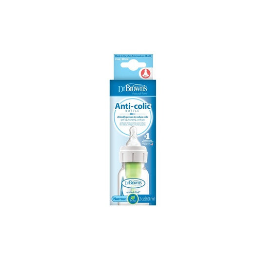 Dr Brown's Anti Colic Plastic Narrow Option+ Bottle 60ml - MamaApp