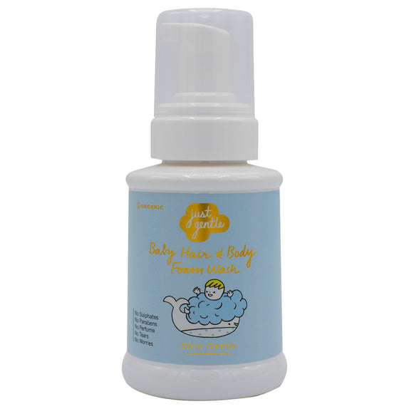 Just Gentle Organic Baby Hair & Body Foam Wash Ultra Gentle 230ml - MamaApp