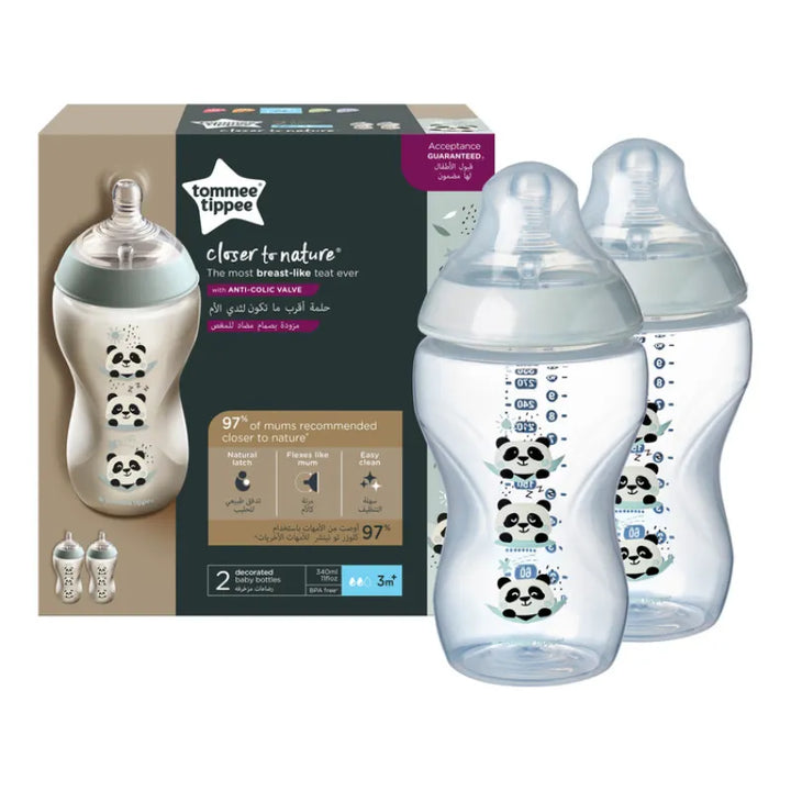 Tommee Tippee Closer to Nature Feeding Bottle, 340ml x 2
