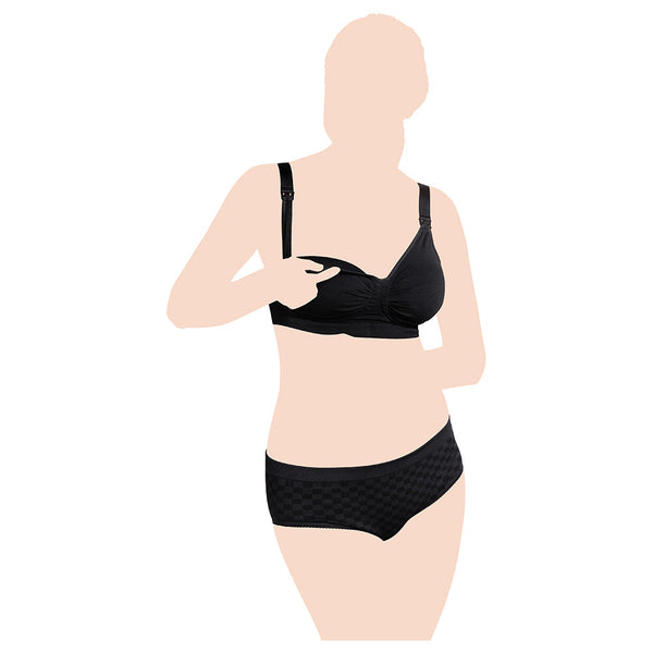 Carriwell Maternity & Nursing Bra with Padded Carri-Gel Support - Black  (Size - X-LARGE)