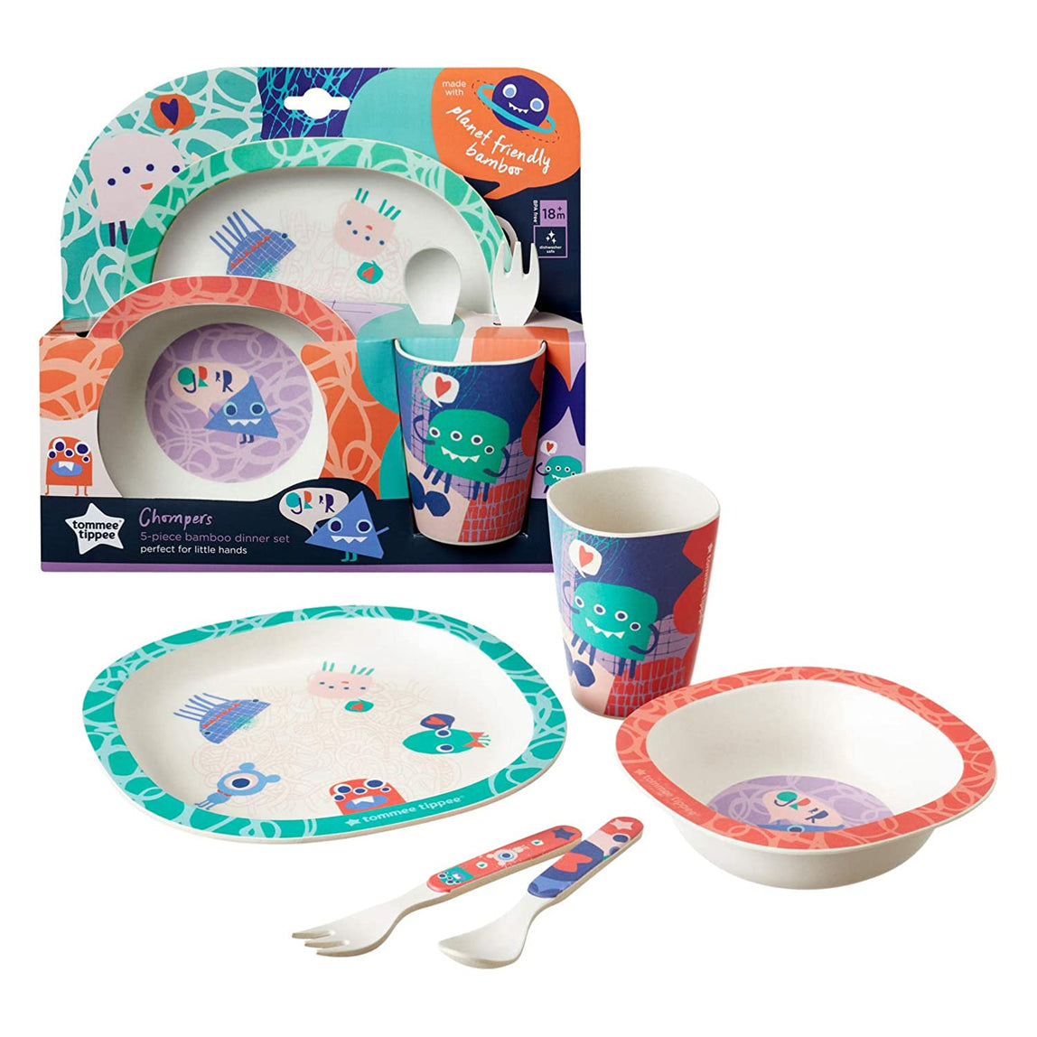 Tommee Tippee Chompers 5-Piece Bamboo Dinner Set - MamaApp