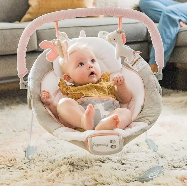 Ingenuity Cradling Bouncer Flora the Unicorn MamaApp