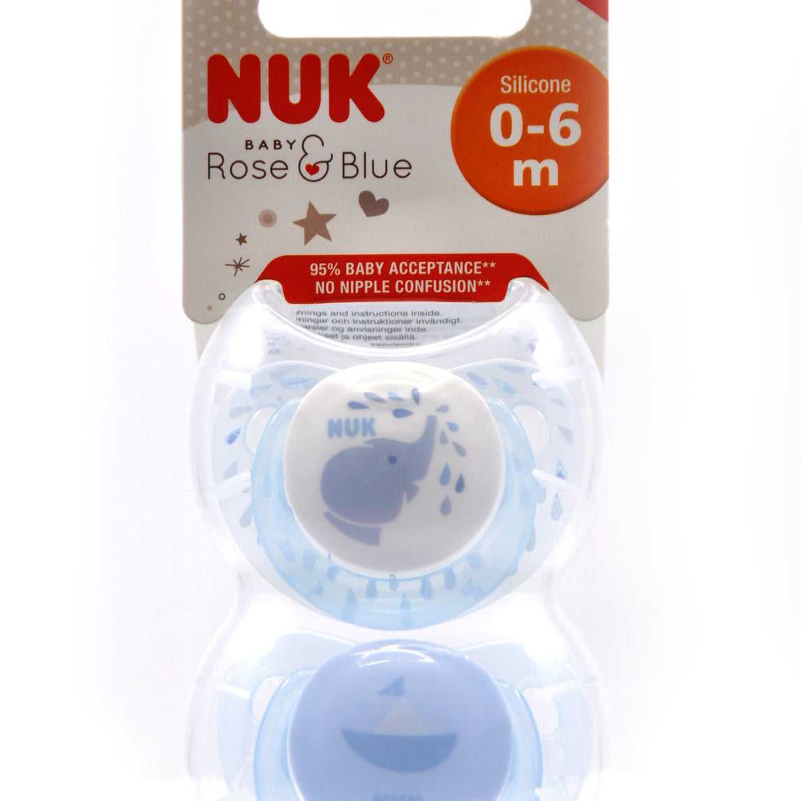 NUK Pacifier Silicone Size 1 Baby Blue (2Pcs) - MamaApp